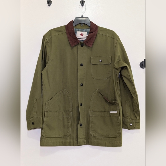 Southern Proper Bluff Barn Jacket Size L Olive Green Canvas W/ Corduroy Collar - Picture 3 of 8